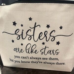 Sisters Quote Canvas Bag Pouch